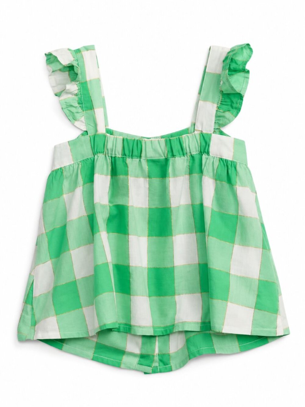 Baby Gap Shiny Green Gingham Ruffle Button Front Top Girls 4Y Gap Kids